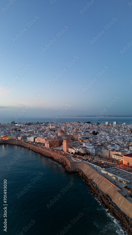 Aerial photography of the city of Cadiz in Andalucia, Spain. City View. Journey. Panoramic photo.