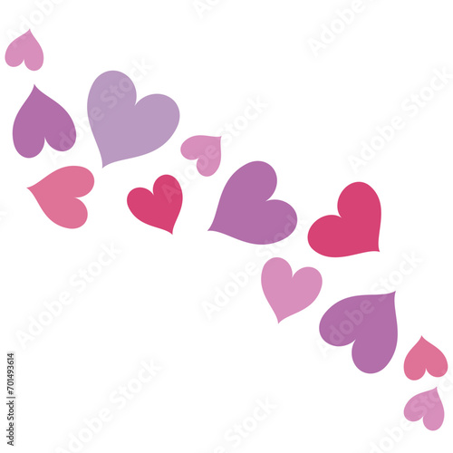 heart vector, valentines day design element for border or corner, wedding invitation decoration clip art, cute fun valentine or love heart pattern transparent png