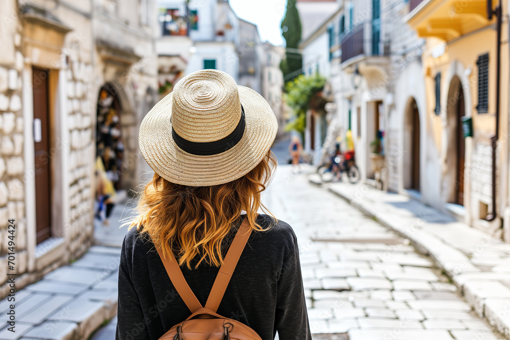 Italian Getaway: Female Traveler Embraces the Quaint Streets of an Italian Village