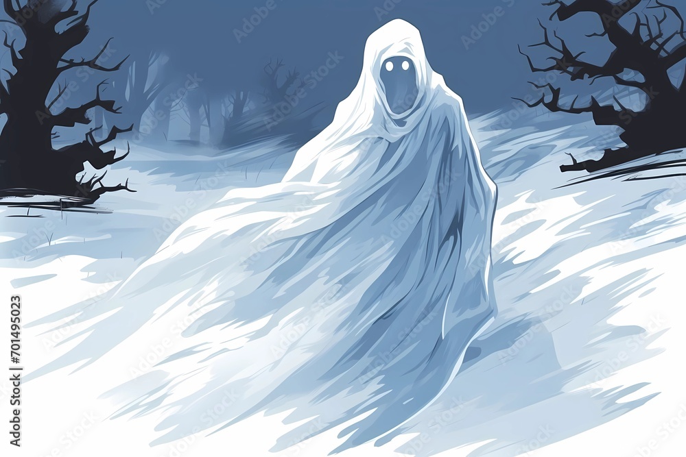 ghosts in a winter landscape, a gloomy picture, a scary story ghosts in a winter landscape, a gloomy picture, a scary story