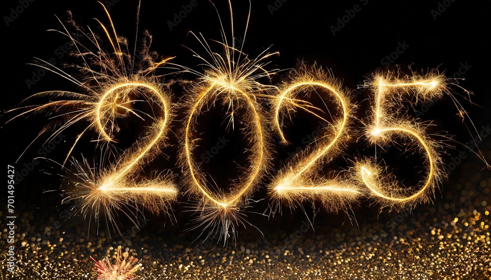 2025 written among the fireworks for the new year