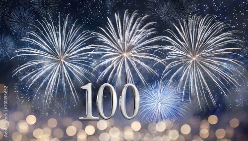 100 written in silver fireworks photo