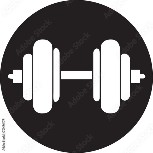 dumbbell in circle, pictogram