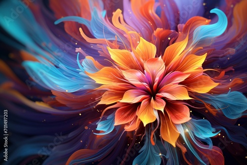 Cosmic-themed 3D floral abstraction providing ample space for your message overlay.