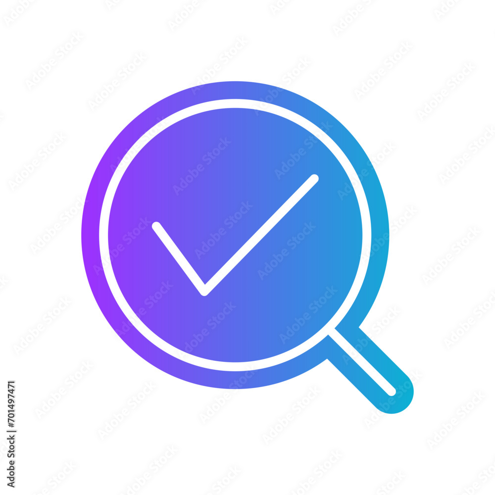gradient icon purple - Magnifying glass with checkmark Search completed or confirmed
A minimalist icon of a magnifying glass with a checkmark, symbolizing a successful or confirmed search gradient icon purple - Magnifying glass with checkmark Search completed or confirmed
A minimalist icon of a magnifying glass with a checkmark, symbolizing a successful or confirmed search