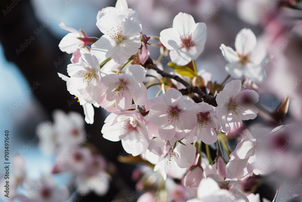 Close-up of cherry blossoms or other spring flowers in full bloom