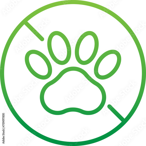 gradient green icon - foot no animal testing cruelty free	