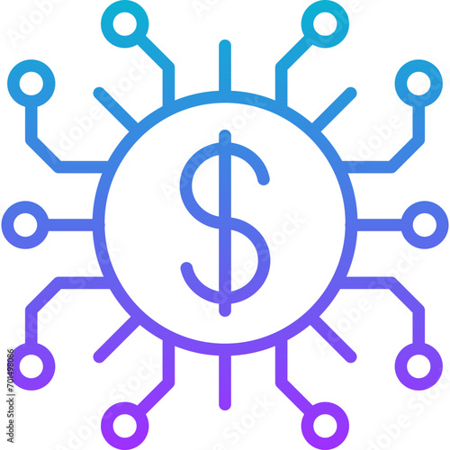 blue gradient icon -  blockchain, digital dollar, smart contracts	
