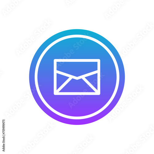coloured and colorful blue white icon - message letter button