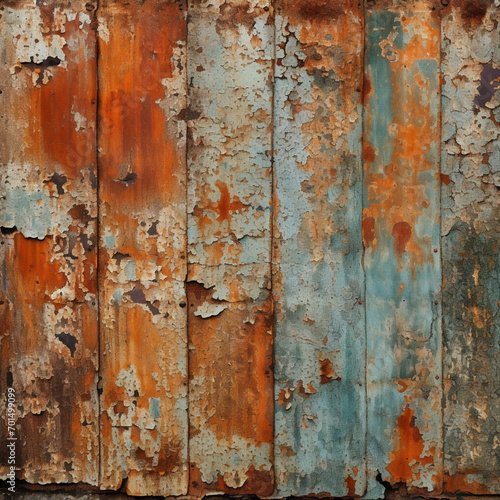 fotografia con detalle y textura de maderas con pintura antigua de tonos marrones y azules