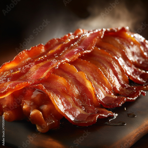 fotografia con detalle de varias lonchas de bacon