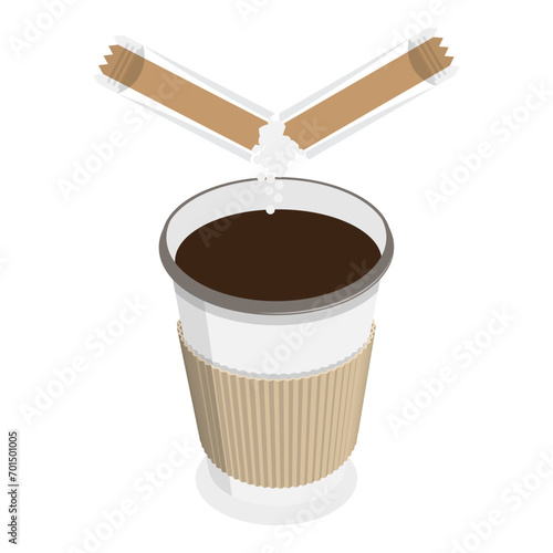 3D Isometric Flat Vector Icon of Sugar Packs Set, Disposable Packaging Bundle. Item 6