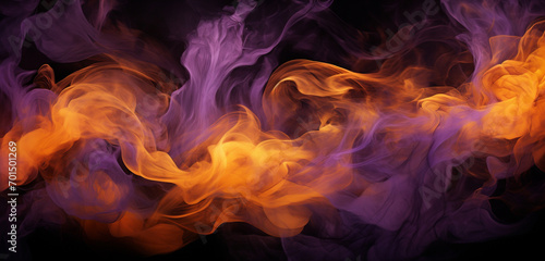 Explosive clouds of lavender and amber smoke swirling and colliding, forming an intricate and mesmerizing pattern.