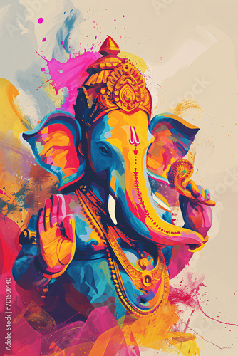 Ganesh Chaturthi Celebration  Lord Ganpati in an Abstract Vector Illustration  Festive and Spiritual Design