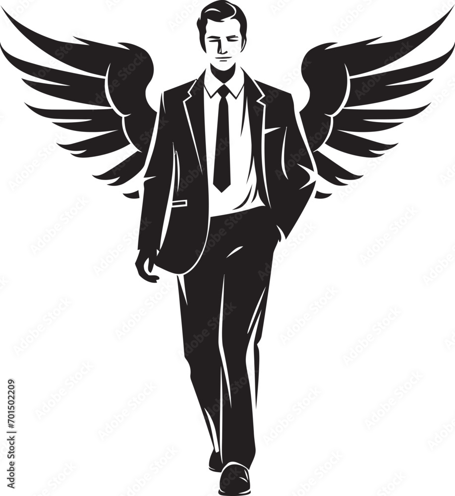 Guardian Funds Iconic Angel Investor Vector Design Seraphic Strategies Male Investor’s Monochrome Emblem Guardian Funds Iconic Angel Investor Vector Design Seraphic Strategies Male Investor’s Monochrome Emblem