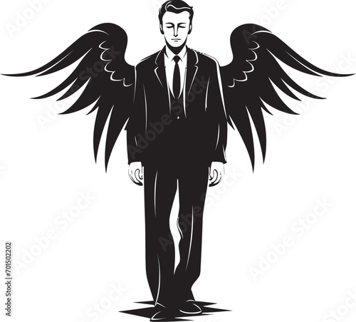 Aureate Acquisitions Vector Design for Male Investors Ethereal Edge Angel Investor’s Monochrome Wings