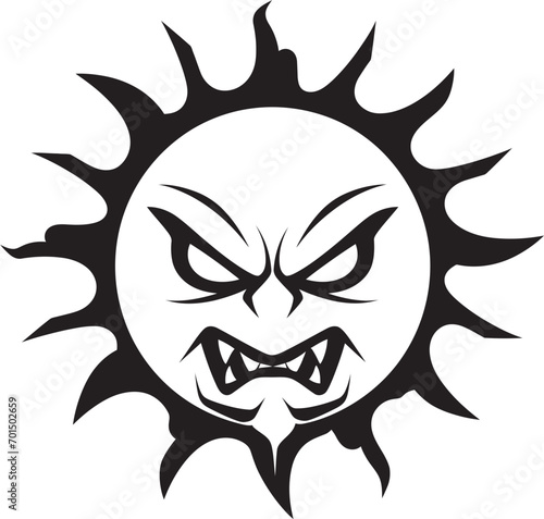 Temperamental Radiance Dark Sun’s Rage Solar Inferno Angry Sun Emblem