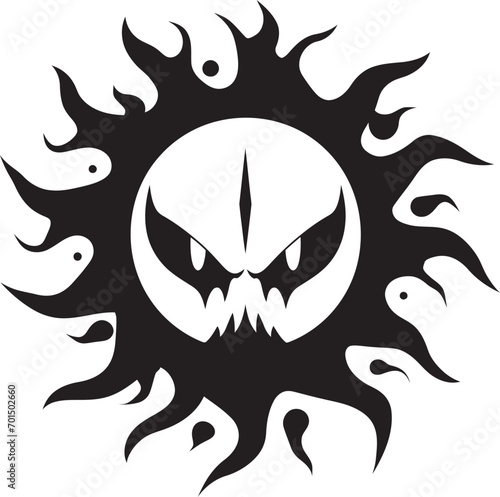 Furious Solstice Vector Fury in Black Wrathful Blaze Angry Sun Icon
