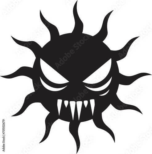Fiery Outburst Angry Sun Vector in Black Wrathful Dawn Sun’s Anger in Vector
