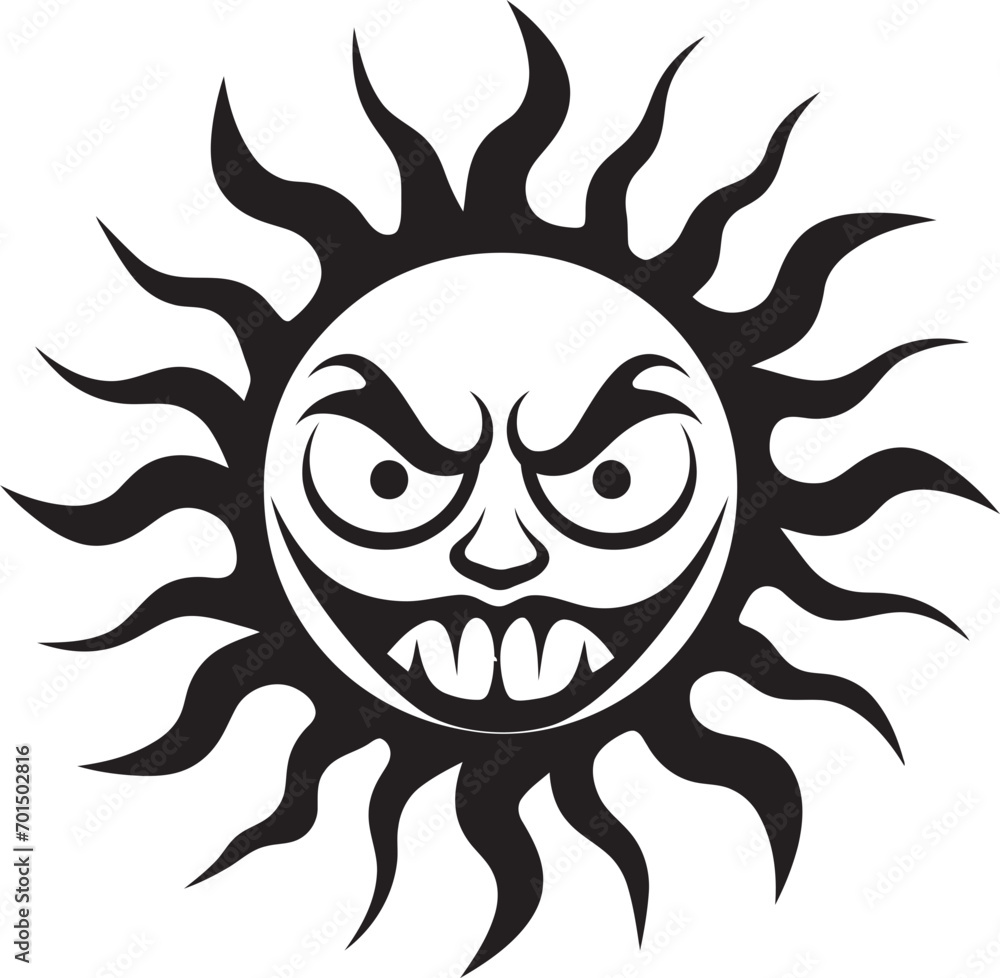 Eclipsed Outcry Angry Sun Design Solar Anger Black Iconic Sun