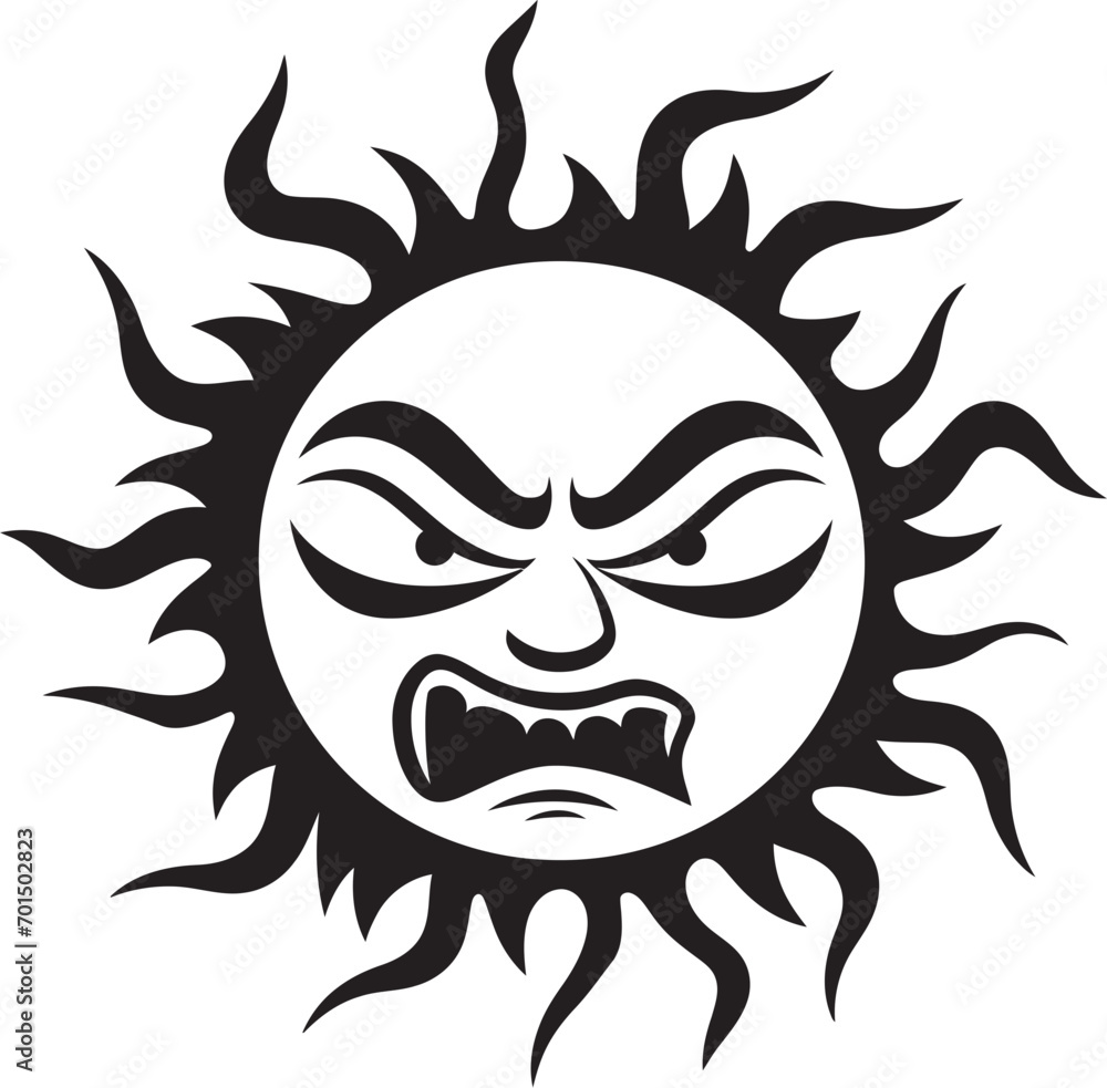 Raging Inferno Black Sun’s Rage Fury Eclipse Angry Sun Emblem