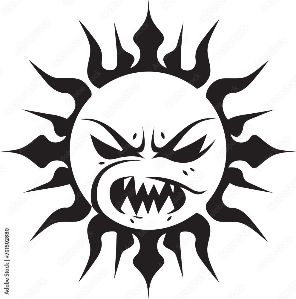 Infernal Radiance Angry Sun Icon Scorched Anger Black Iconic Sun