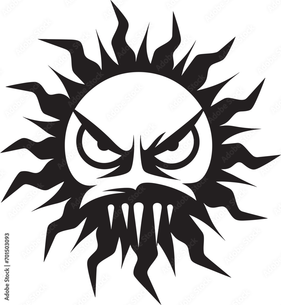 Solar Fury Black Sun’s Angry Icon Tempestuous Dawn Angry Sun Vector Logo Solar Fury Black Sun’s Angry Icon Tempestuous Dawn Angry Sun Vector Logo