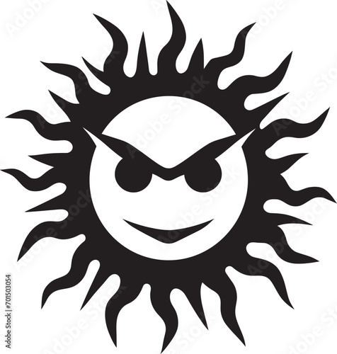 Temperamental Radiance Black Sun Logo Icon Solar Inferno Angry Sun’s Vector Wrath