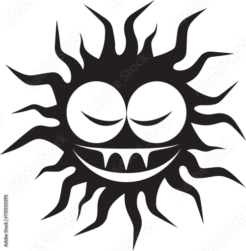 Wrathful Dawn Sun’s Anger in Vector Temperamental Radiance Black Sun Logo Icon