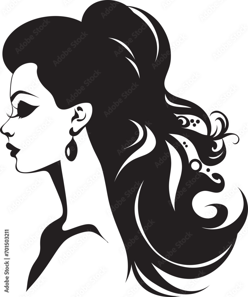 Sublime Beauty Vector Icon in Black Mystical Persona Womans Silhouette Emblem