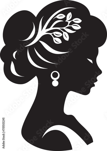 Serene Elegance Vector Icon of Grace Captivating Shadows Womans Profile in Black