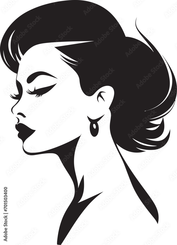 Ethereal Persona Iconic Black Profile Chic Mystique Vector Icon of Feminine Beauty Ethereal Persona Iconic Black Profile Chic Mystique Vector Icon of Feminine Beauty