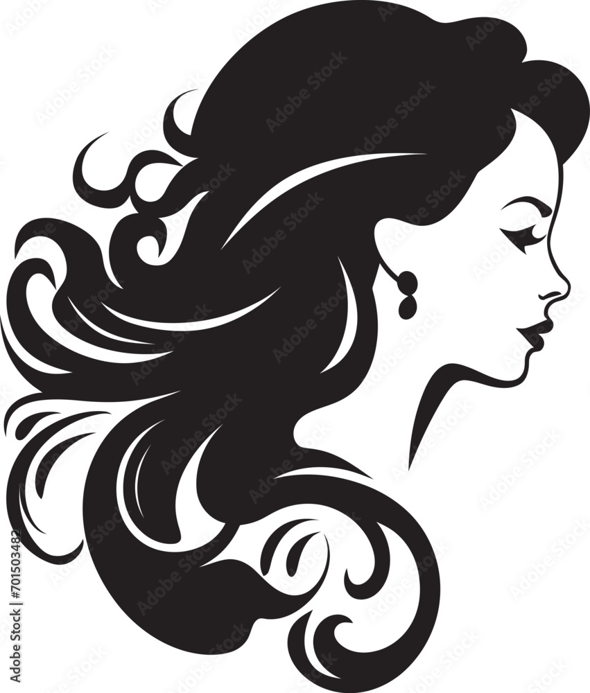 Glamorous Grace Black Logo of Femininity Radiant Beauty Vector Silhouette Icon