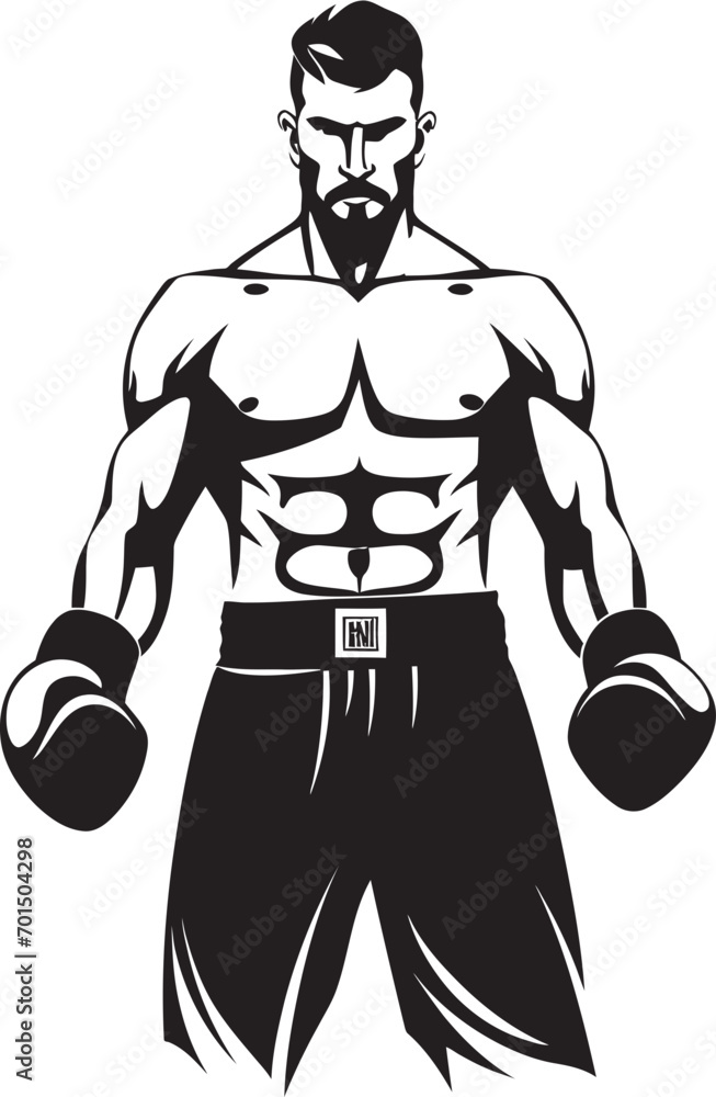 Battle Punch Black Vector Logo Boxing Legend Iconic Boxer Silhouette