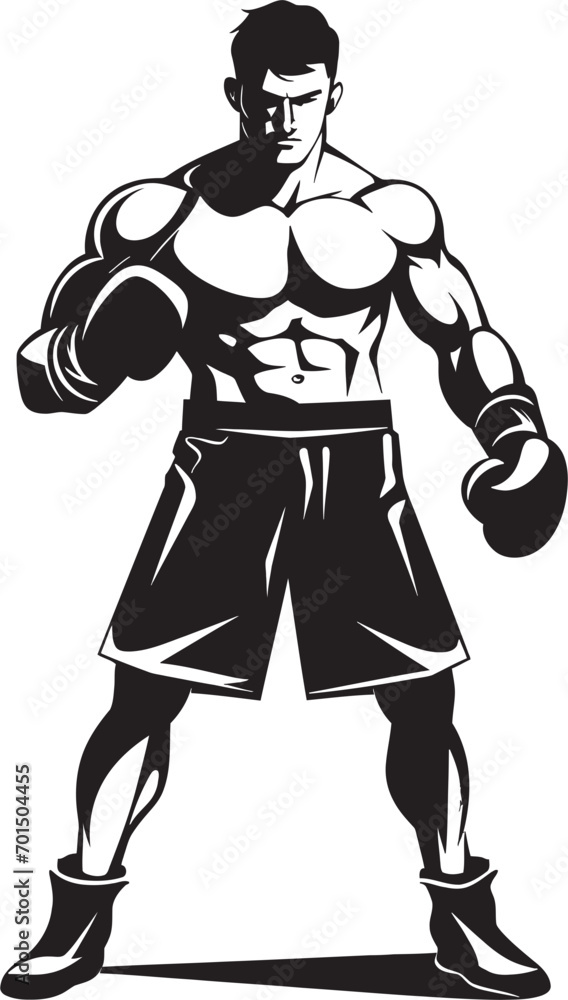 Jab Master Boxer Man Silhouette Battle Punch Black Vector Design