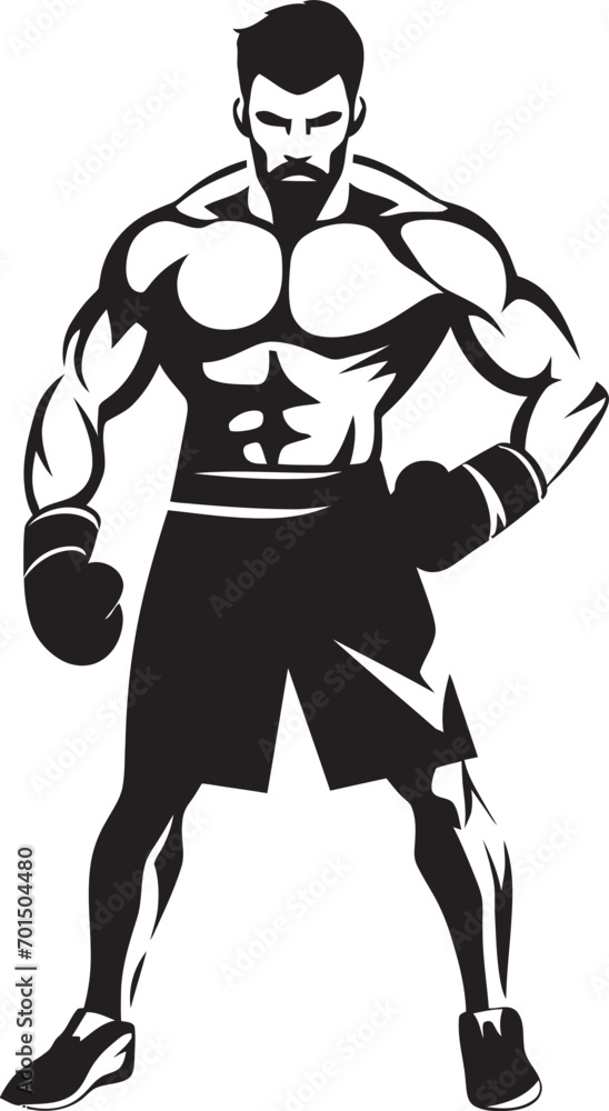Fototapeta premium Champion Punch Iconic Black Boxer Ring Warrior Vector Emblematic Boxer