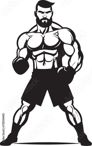 Jab Champion Black Boxer Emblem Gloved Dynamo Iconic Vector Boxer