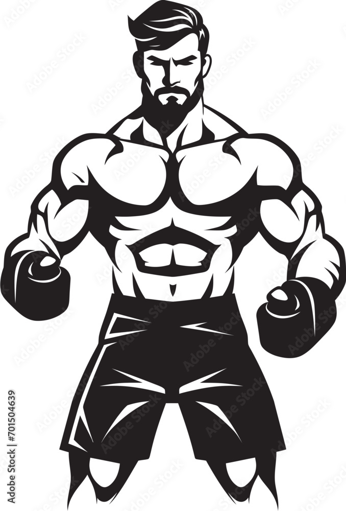 Gloved Gladiator Cartoon Boxer Emblem Fighter Force Vector Boxer Man Icon Design Gloved Gladiator Cartoon Boxer Emblem Fighter Force Vector Boxer Man Icon Design