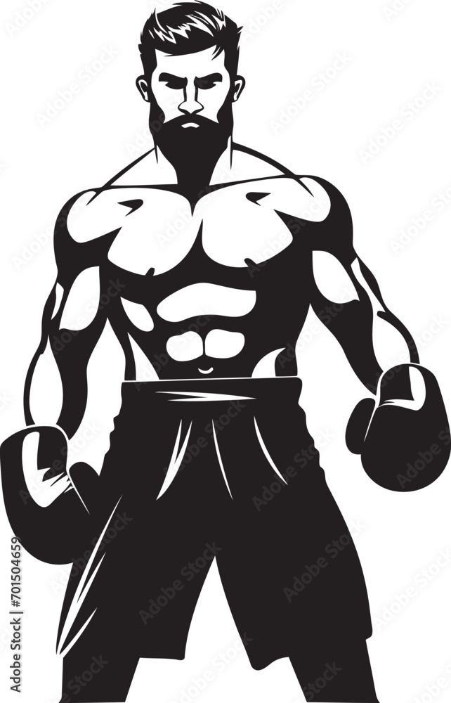 Fighter Force Vector Boxer Man Icon Design Combat Hero Black Cartoon Boxer Silhouette Fighter Force Vector Boxer Man Icon Design Combat Hero Black Cartoon Boxer Silhouette