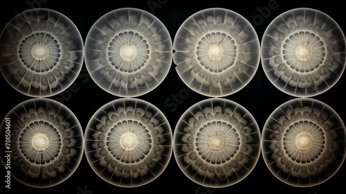 Abstract cymatic formations on black background. Experimental cymatics biomorphic shapes.  photo