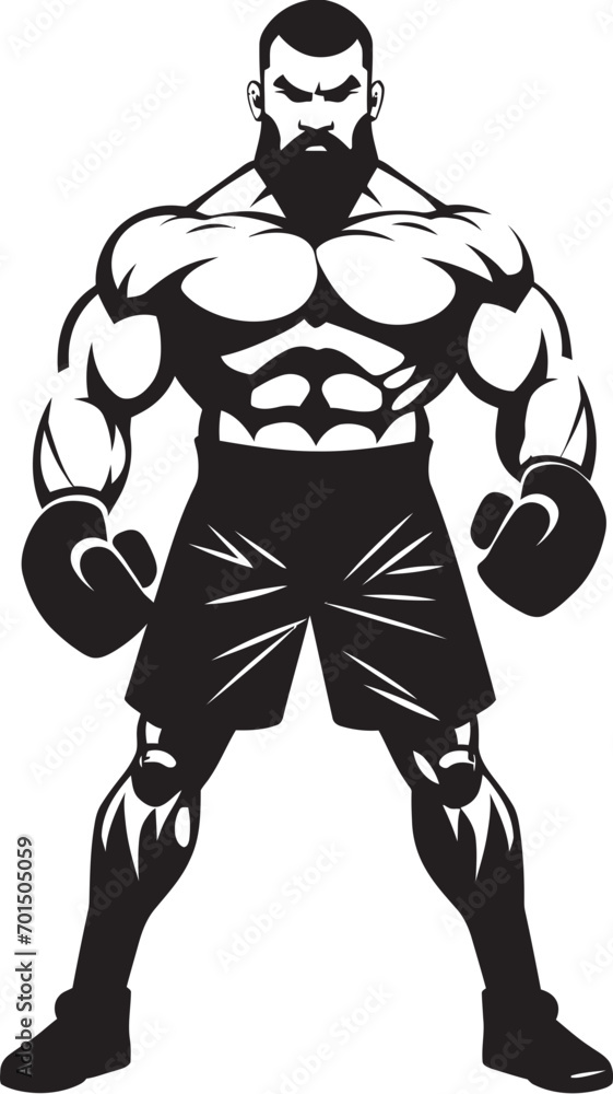 Punch Dynamo Vector Black Logo Ring Warrior Cartoon Boxer Silhouette