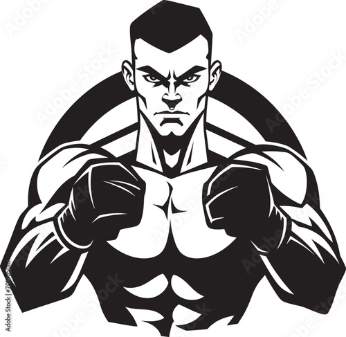 black and white boxer ready to fight clip art preview