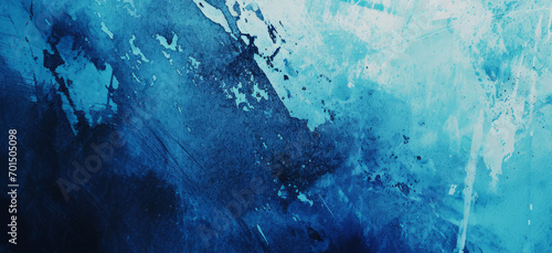 Abstract modern contemporary art banner background. Blue and white oil painting on canvas. Fragment of artwork. Oil brushstroke, pallet knife paint on canvas photo