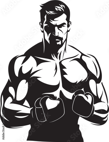 Fist Fury Black Logo Boxer Icon Punch Impact Iconic Vector Silhouette