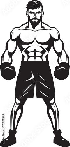 Jab King Black Cartoon Boxer Icon Brawl Master Iconic Silhouette of Boxer Man