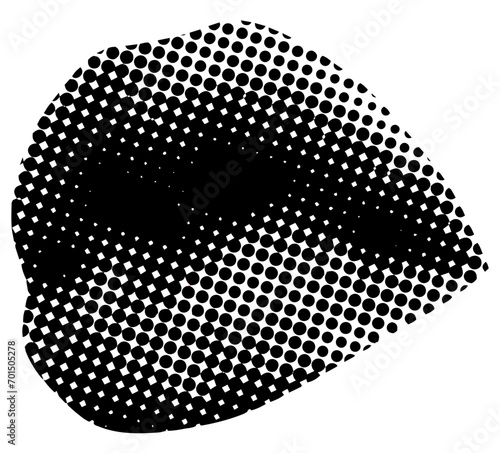 Retro halftone lips. Kissing lips cut out from newspaper. Modern collage. Pop art dotted style. Lips with halftone texture. Body part. Comic style woman mouth. Y2K style. Vintage newspaper parts
