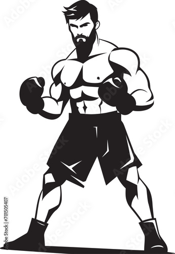 Power Puncher Iconic Vector Boxer Sparring Legend Cartoon Boxer Icon