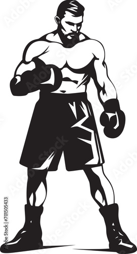Ring Gladiator Iconic Boxer Man Emblem Gloved Champ Vector Cartoon Boxer