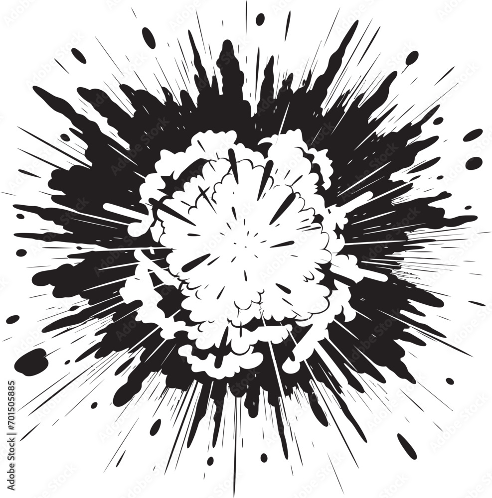 Fototapeta premium Ka Pow Blast Vector Explosive Emblem Blastorama Dynamic Black Silhouette
