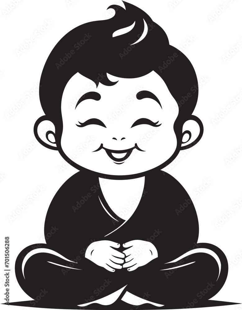 Harmonious Junior Vector Buddha Icon Zen Blossom Black Kid Buddha Design Harmonious Junior Vector Buddha Icon Zen Blossom Black Kid Buddha Design